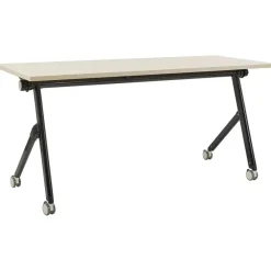 Beliani BENDI - Inklapbaar bureau - Lichthout/Zwart - 160 x 60 cm - Staal
