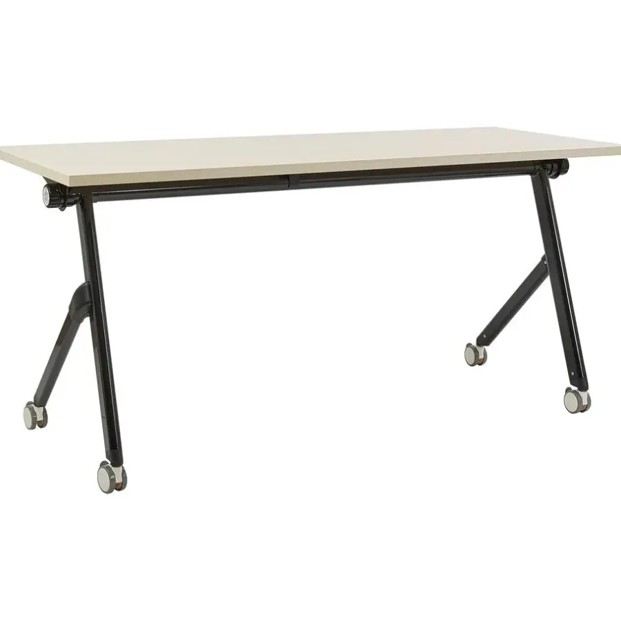 Beliani BENDI - Inklapbaar bureau - Lichthout/Zwart - 160 x 60 cm - Staal