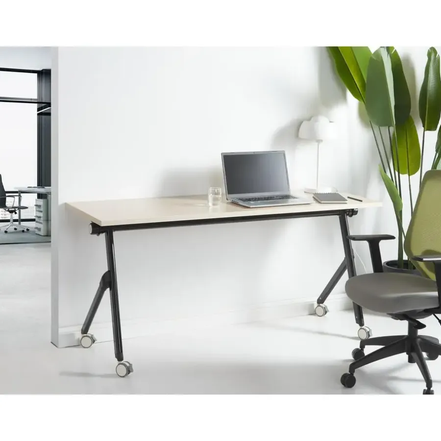 Beliani BENDI - Inklapbaar bureau - Lichthout/Zwart - 160 x 60 cm - Staal