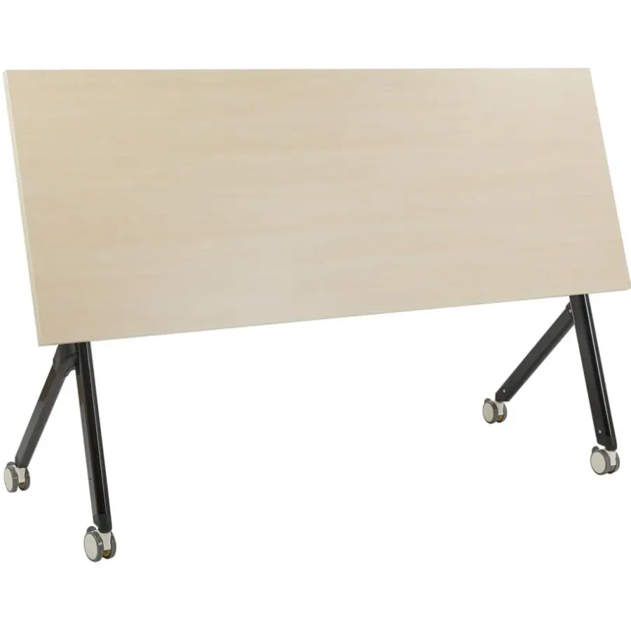 Beliani BENDI - Inklapbaar bureau - Lichthout/Zwart - 160 x 60 cm - Staal