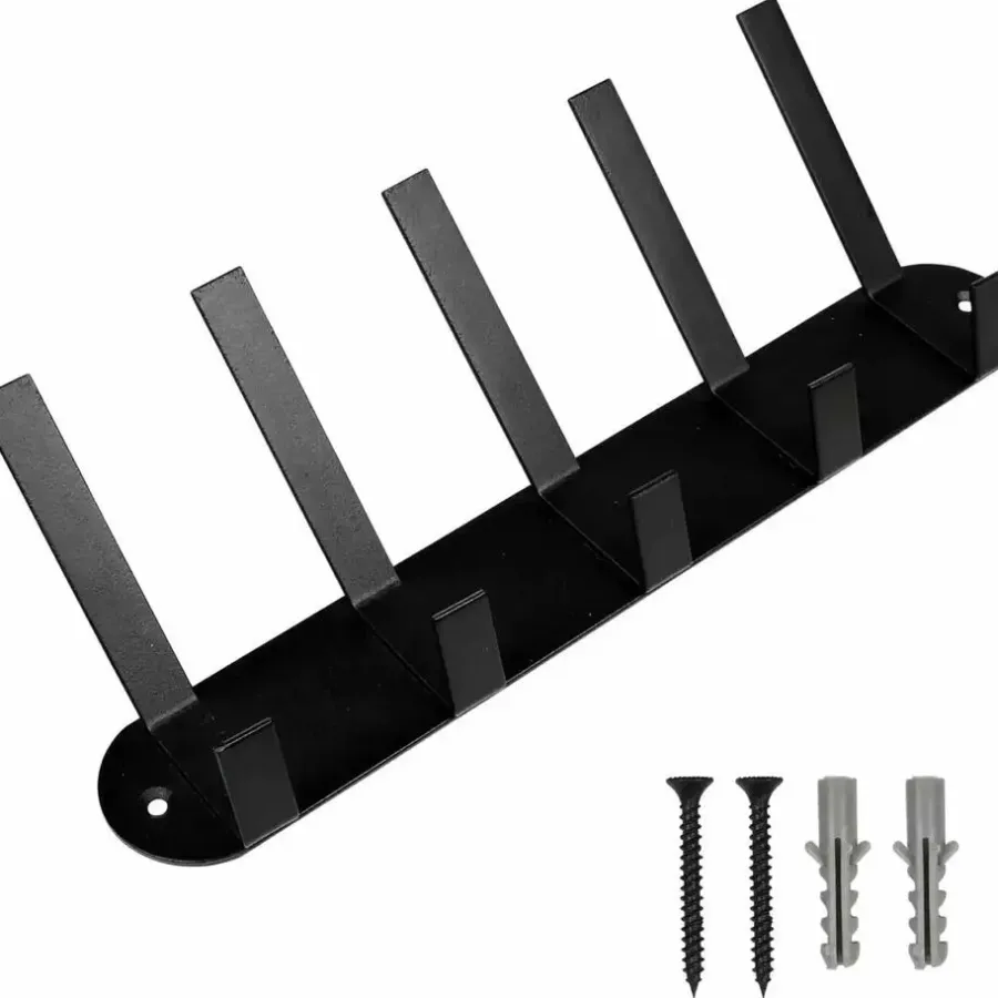 Kapstokken-Benson Kapstok - zwart - metaal - 5 haken - wandkapstok - 30 cm