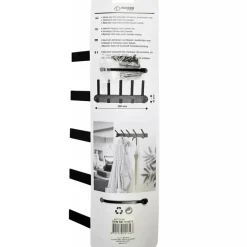 Kapstokken-Benson Kapstok - zwart - metaal - 5 haken - wandkapstok - 30 cm