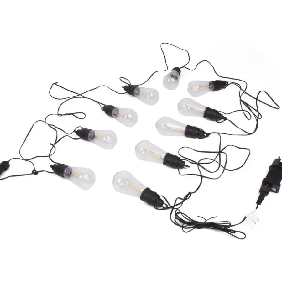 Buitenverlichting|Lichtsnoeren-Benson Lichtsnoer - LED - 10 lampen - 700 cm - warm wit - timer