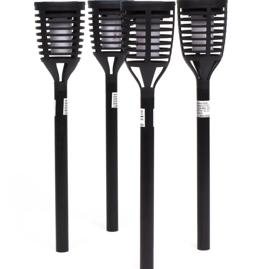 Buitenverlichting|Prikspots-Benson Tuinfakkels - 4x stuks - solar - vlameffect - 41 cm