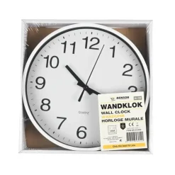 Klokken-Benson Wandklok/muur klok - wit - kunststof - Dia 20 cm