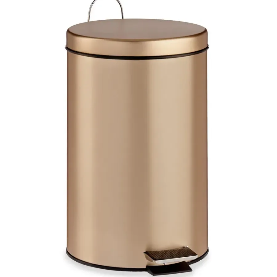 Berilo Pedaalemmer - metaal - 12L - goudkleurig - 40 cm