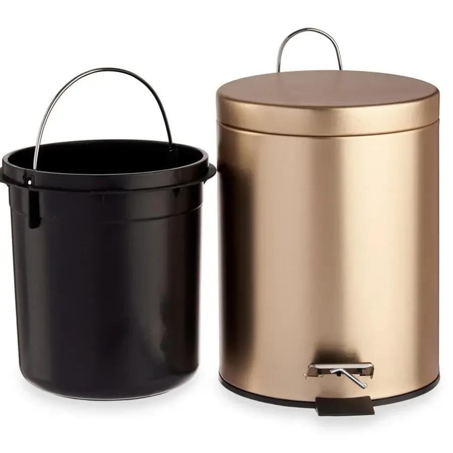 Berilo Pedaalemmer - metaal - 12L - goudkleurig - 40 cm