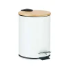 Berilo Prullenbak/pedaalemmer - wit - 3 liter - metaal/bamboe
