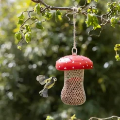 Tuindecoratie-Best for Birds Voedersilo noten Fungi - PVC/ijzer - 13 x 18 cm