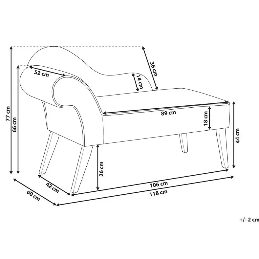 Beliani BIARRITZ - Chaise longue - Wit - Linkerzijde - Polyester