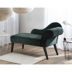 Beliani BIARRITZ - Chaise longue - Groen - Rechterzijde - Fluweel