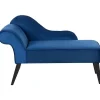 Loveseats-Beliani BIARRITZ - Chaise longue - Blauw - Linkerzijde - Fluweel