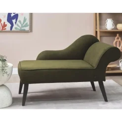 Beliani BIARRITZ - Chaise longue - Olijfgroen - Rechtszijdig - Polyester