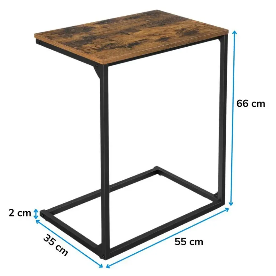 Bijzettafels-Merkloos Bijzettafel - industriële look - 55x66x35 cm - vintage bruin