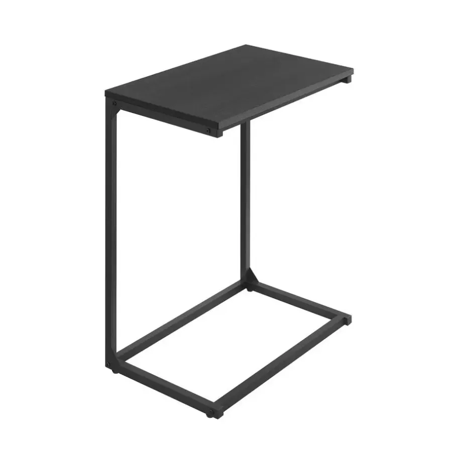 Bijzettafels-Merkloos Bijzettafel - Koffietafel - 55x35x66cm - Metaal & Spaanplaat - Zwart