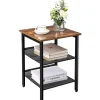 Merkloos Bijzettafel - met 2 verstelbare gaasplanken - industriële look - vintage bruin
