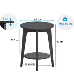 Merkloos Bijzettafel - Nachtkastje - Kleine Salontafel - Zwart - 50x40x40 cm - Banktafel