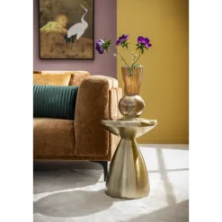 Leen Bakker Bijzettafel Amara - goudkleurig - 48xØ36 cm