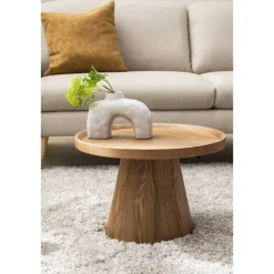 Bijzettafels-Leen Bakker Bijzettafel Donna - naturel - Ø50x33 cm