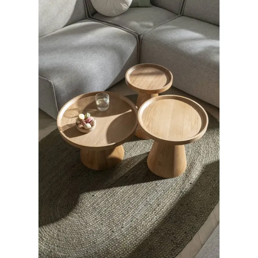 Bijzettafels-Leen Bakker Bijzettafel Donna - naturel - Ø50x33 cm