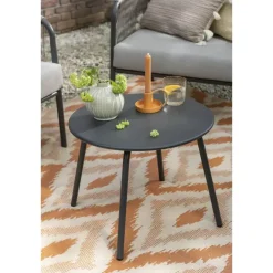 Tuintafels-Leen Bakker Bijzettafel Montreal - antraciet/metaal - Ø50 cm