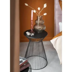 Bijzettafels-Leen Bakker Bijzettafel Napels - zwart - 47xØ33 cm