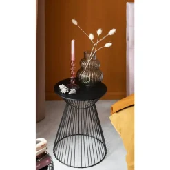 Bijzettafels-Leen Bakker Bijzettafel Napels - zwart - 47xØ33 cm