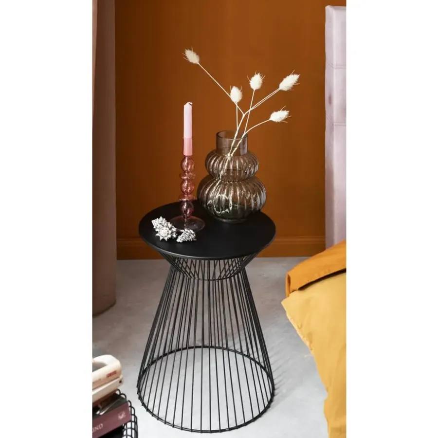 Bijzettafels-Leen Bakker Bijzettafel Napels - zwart - 47xØ33 cm