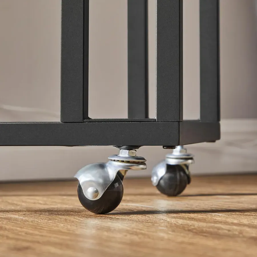 Merkloos Bijzettafel op Wieltjes - Rollend Tafeltje - Lichte eik kleur