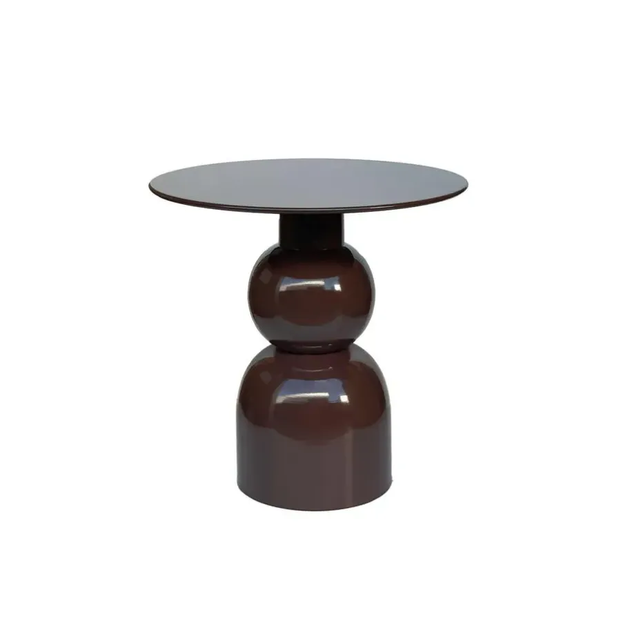Livingfurn Bijzettafel Rond - Bruin Staal - 50x49,5x52,5cm - Brix