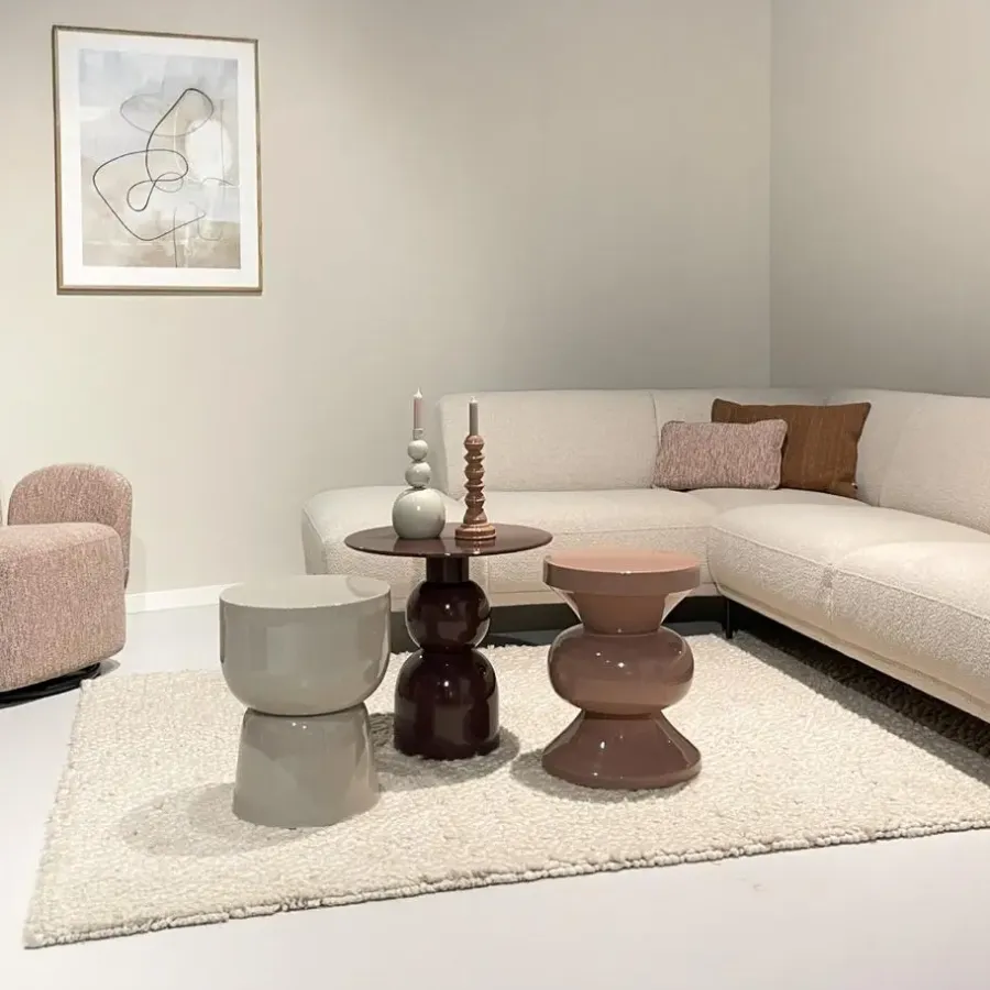 Livingfurn Bijzettafel Rond - Bruin Staal - 50x49,5x52,5cm - Brix