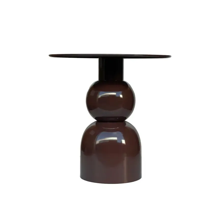 Livingfurn Bijzettafel Rond - Bruin Staal - 50x49,5x52,5cm - Brix