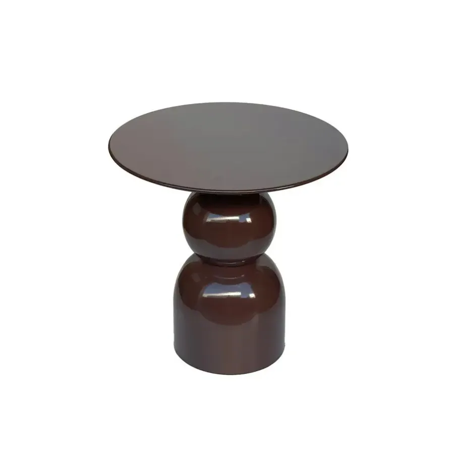 Livingfurn Bijzettafel Rond - Bruin Staal - 50x49,5x52,5cm - Brix