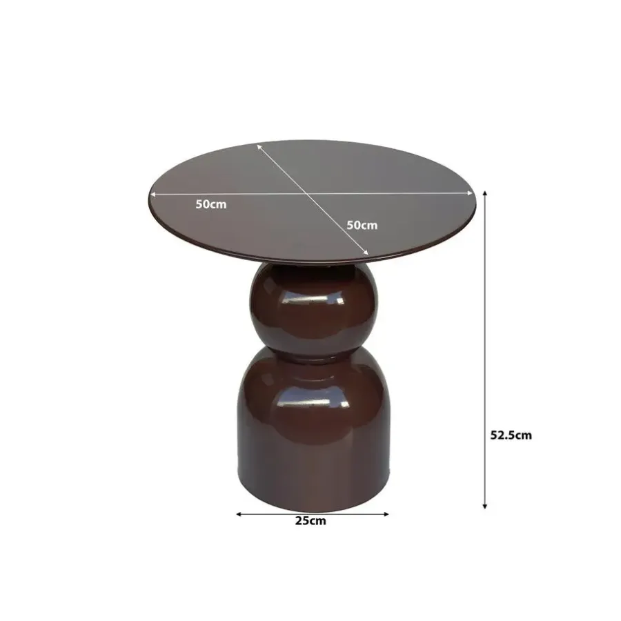 Livingfurn Bijzettafel Rond - Bruin Staal - 50x49,5x52,5cm - Brix