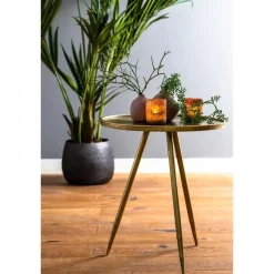 Bijzettafels-Light & Living Bijzettafel Ø51x60 cm ENVIRA antiek goud