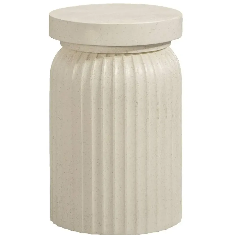 Bijzettafels-Leen Bakker Bijzettafel Yanara - beige - 55,5x35x35 cm