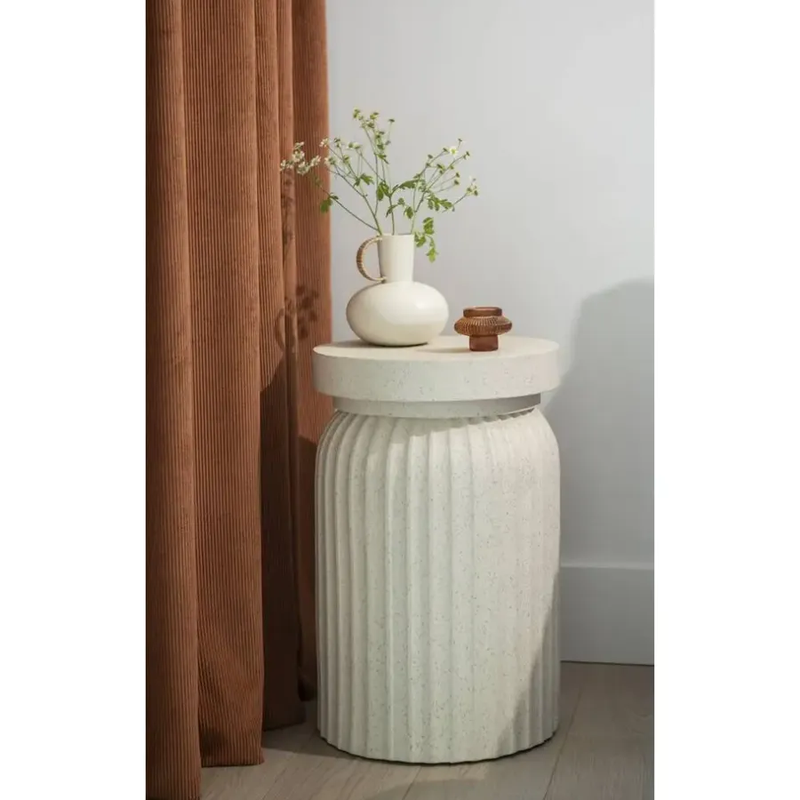 Bijzettafels-Leen Bakker Bijzettafel Yanara - beige - 55,5x35x35 cm