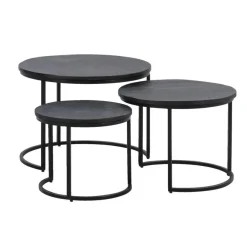 Bijzettafels-Leen Bakker Bijzettafels Noxy - mangohout - set van 3