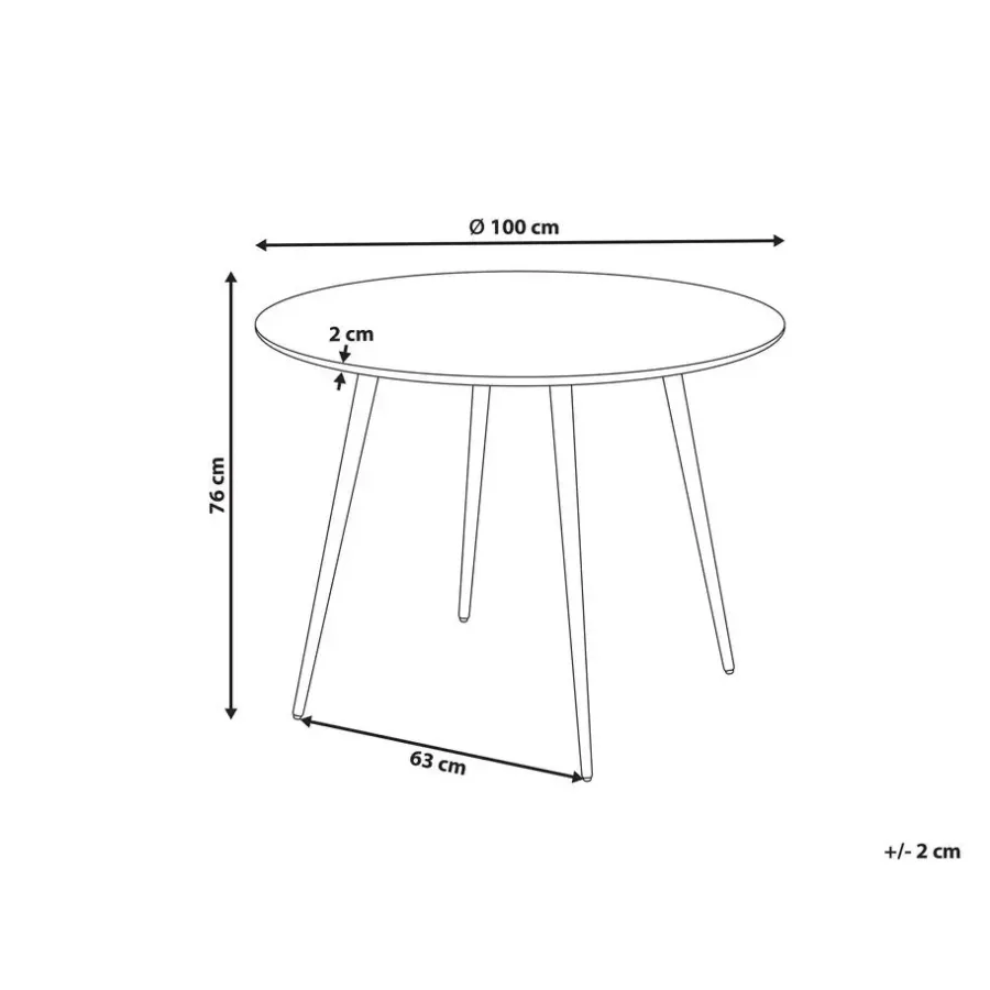 Beliani BJORKA - Ronde eettafel - Lichthout - 100 cm - MDF