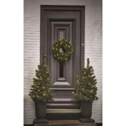 Kerstverlichting-Black Box Trees Glendon Kerstkrans met LED Verlichting - Ø60cm - Groen