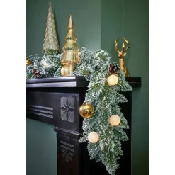 Kerstdecoratie-Black Box Trees Kaprun Guirlande met Verlichting - L270 x Ø25 cm - Goud