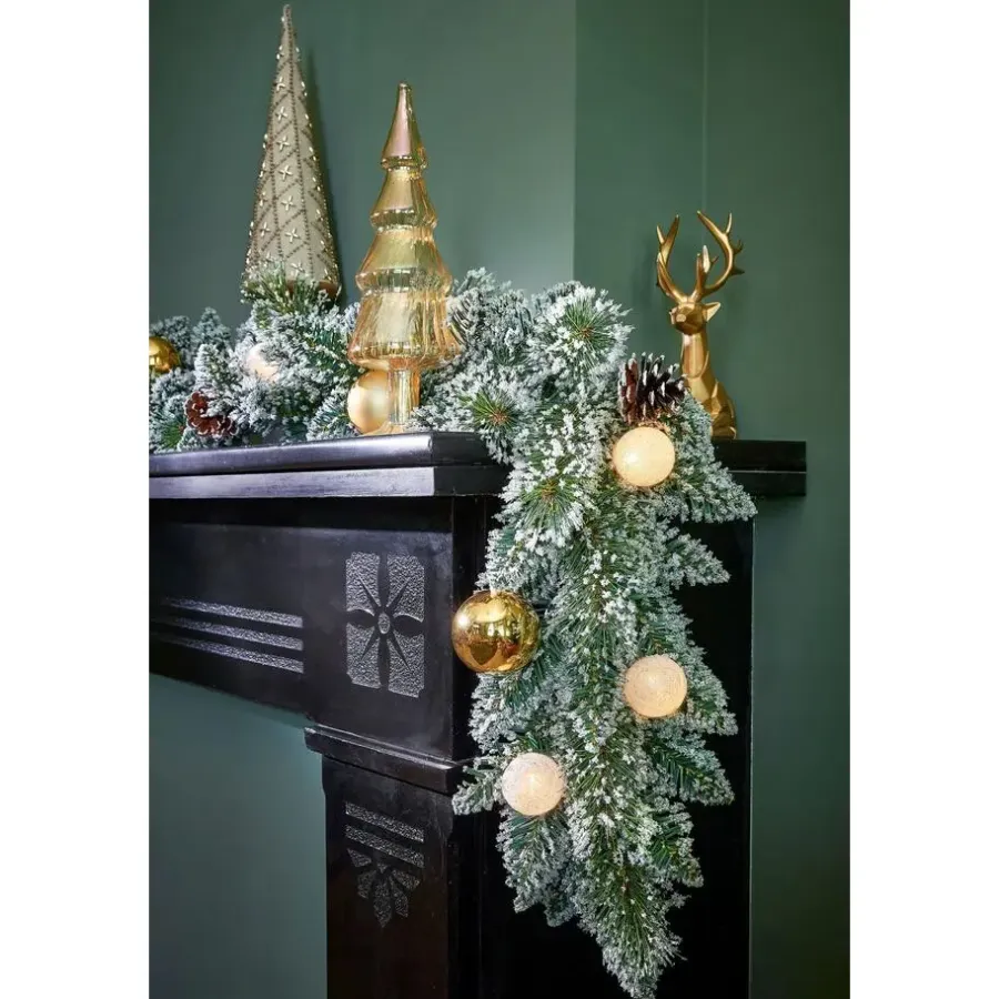 Kerstdecoratie-Black Box Trees Kaprun Guirlande met Verlichting - L270 x Ø25 cm - Goud