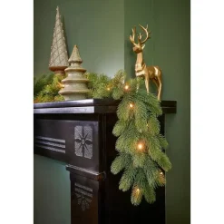 Kerstdecoratie-Black Box Trees Nagoya Guirlande met Verlichting - L270 x Ø20 cm - Groen