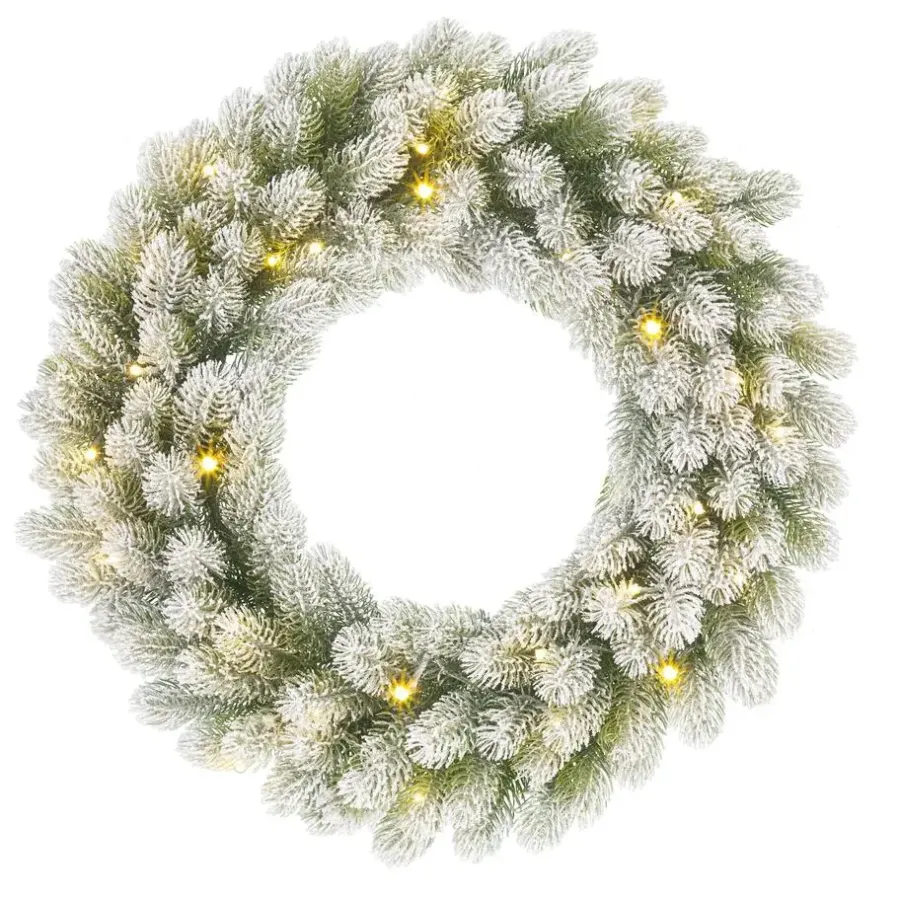 Kerstverlichting-Black Box Trees Nagoya Kerstkrans met Verlichting - H12 x Ø60 cm - Groen