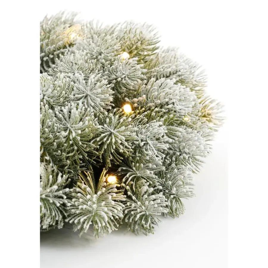 Kerstverlichting-Black Box Trees Nagoya Kerstkrans met Verlichting - H12 x Ø60 cm - Groen
