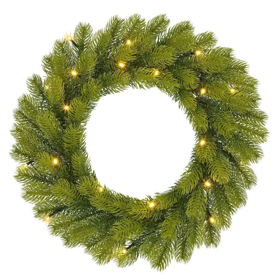 Black Box Trees Nagoya Kerstkrans met Verlichting - H12 x Ø45 cm - Groen
