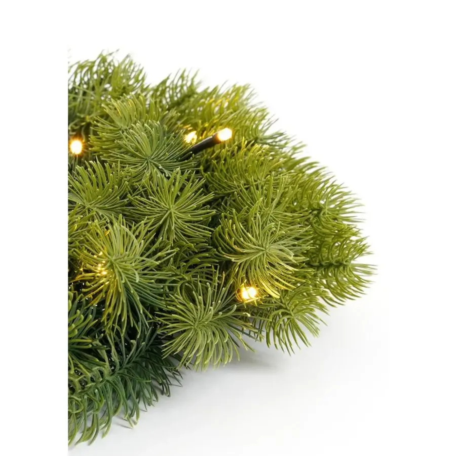 Black Box Trees Nagoya Kerstkrans met Verlichting - H12 x Ø45 cm - Groen