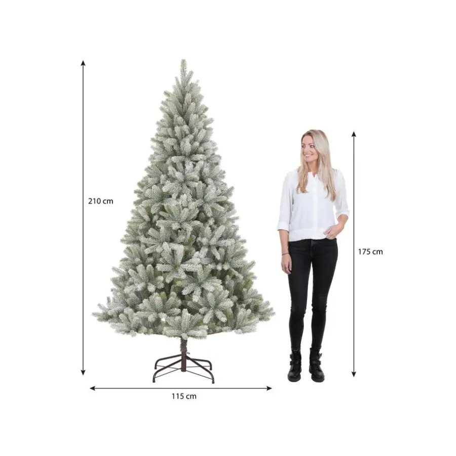 Kerstbomen-Black Box Trees Nagoya Kunstkerstboom - H210 x Ø115 cm - Groen Frosted