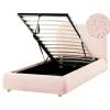 1-Persoons Bedden-Leen Bakker BLAGNAC - Bed met opbergruimte - Roze - 90 x 200 cm - Bouclé