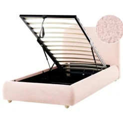 1-Persoons Bedden-Leen Bakker BLAGNAC - Bed met opbergruimte - Roze - 90 x 200 cm - Bouclé